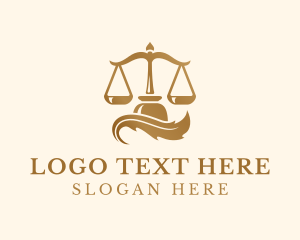 Feather - Golden Legal Justice Scale logo design