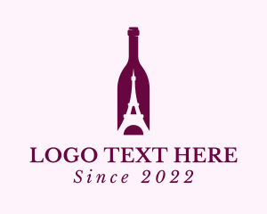 Wine Tour - Bottle Eiffel Tower logo design