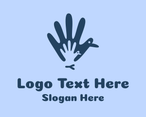 Pigeon - Blue Bird Hand logo design