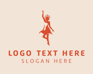 Girl - Orange Rhythmic Dancing logo design