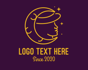 Stargazing - Woman Moon Hat logo design