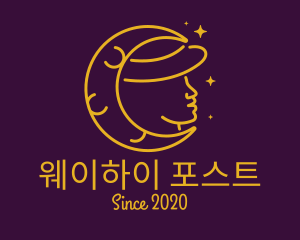 Woman Moon Hat logo design