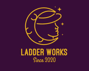 Woman Moon Hat logo design