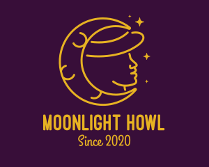 Woman Moon Hat logo design