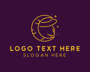 Astronomy - Woman Moon Hat logo design