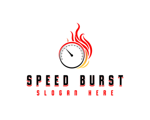 Speed Fire Speedometer logo design