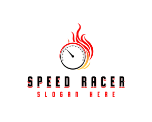 Racecar - Speed Fire Speedometer logo design