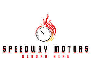 Racecar - Speed Fire Speedometer logo design