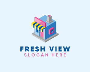 Perspective - Cute 3D Market logo design