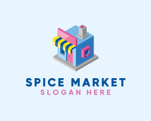 Cute 3D Market logo design