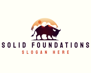Cattle - Bison Mountaineer Adventure logo design