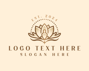 Fitness - Hand Lotus Yoga logo design