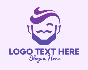 Haircut - Violet Hipster Guy logo design