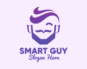 Violet Hipster Guy logo design