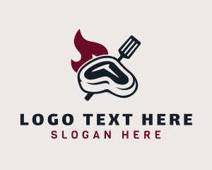 Retro - Flaming Steak Grill logo design
