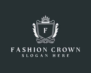 Wreath Shield Crown Boutique logo design