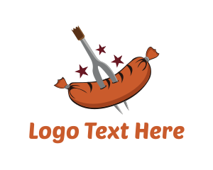 Hot Dog Stand - Carving Fork Sausage logo design