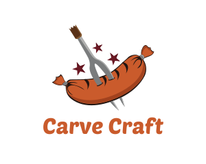 Carving Fork Sausage logo design