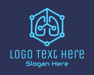 Hexagonal - Blue Respiratory Lungs Tech logo design