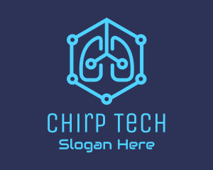 Blue Respiratory Lungs Tech logo design