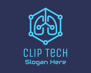 Blue Respiratory Lungs Tech logo design