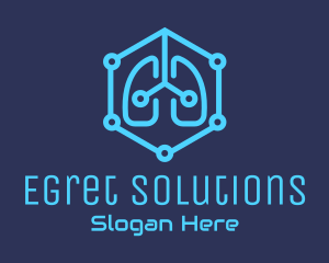 Blue Respiratory Lungs Tech logo design