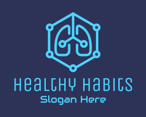 Blue Respiratory Lungs Tech logo design