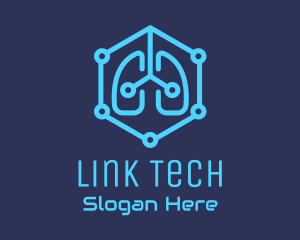 Blue Respiratory Lungs Tech logo design