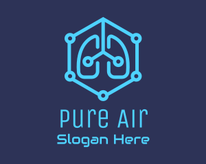 Oxygen - Blue Respiratory Lungs Tech logo design