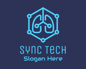 Blue Respiratory Lungs Tech logo design