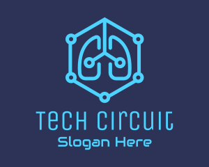 Circuitry - Blue Respiratory Lungs Tech logo design