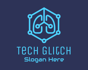 Blue Respiratory Lungs Tech logo design