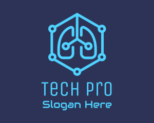 Blue Respiratory Lungs Tech logo design