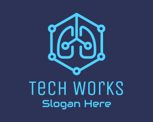 Blue Respiratory Lungs Tech logo design