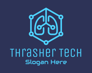 Blue Respiratory Lungs Tech logo design