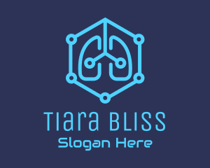 Blue Respiratory Lungs Tech logo design