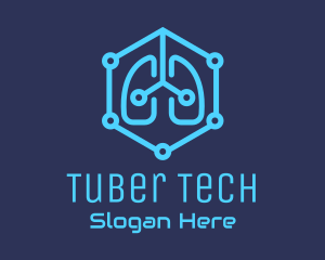 Blue Respiratory Lungs Tech logo design