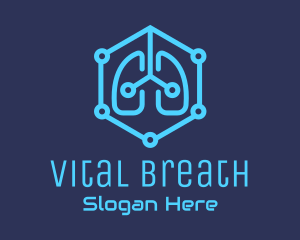 Breathing - Blue Respiratory Lungs Tech logo design