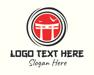 Negative Space - Japanese Shinto Shrine logo design
