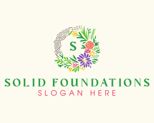 Botanist - Floral Badge Wreath logo design