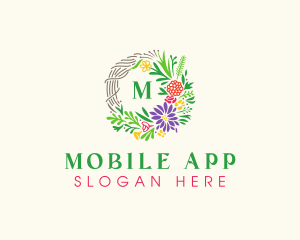 Spring - Floral Badge Wreath logo design
