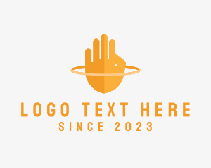 Hand Gesture - Golden Shield Hand logo design