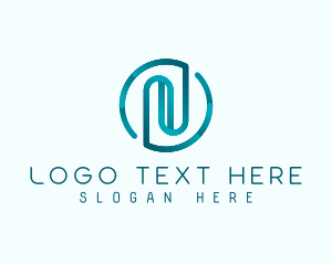 Initial - Round Tech Letter N logo design