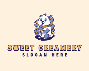 Panda Gelato Dessert logo design