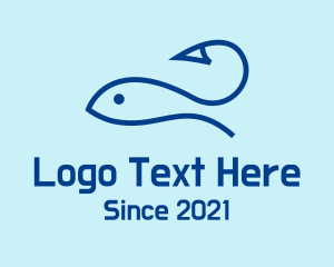 Aquarium - Blue Fishing Hook logo design