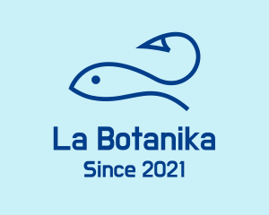 Fishing - Blue Fishing Hook logo design