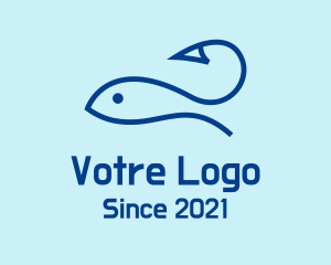 Aquarium - Blue Fishing Hook logo design