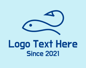 Minimalism - Blue Fishing Hook logo design