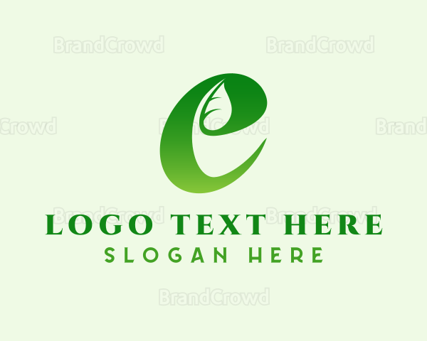 Green Leaf Letter E Logo