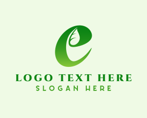 Sauna - Green Leaf Letter E logo design